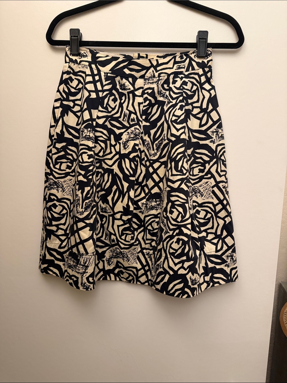Corey Lynn Calter Black & Cream Floral A-Line Skirt